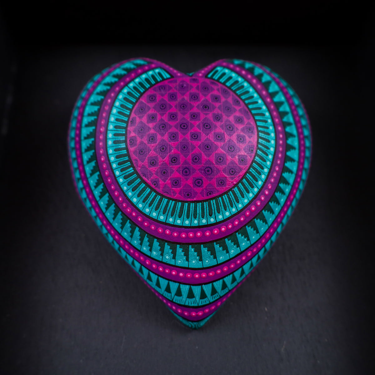 Alebrije Heart | Oaxacan Hand-Painted Copal Wood Carving | Magia Mexica