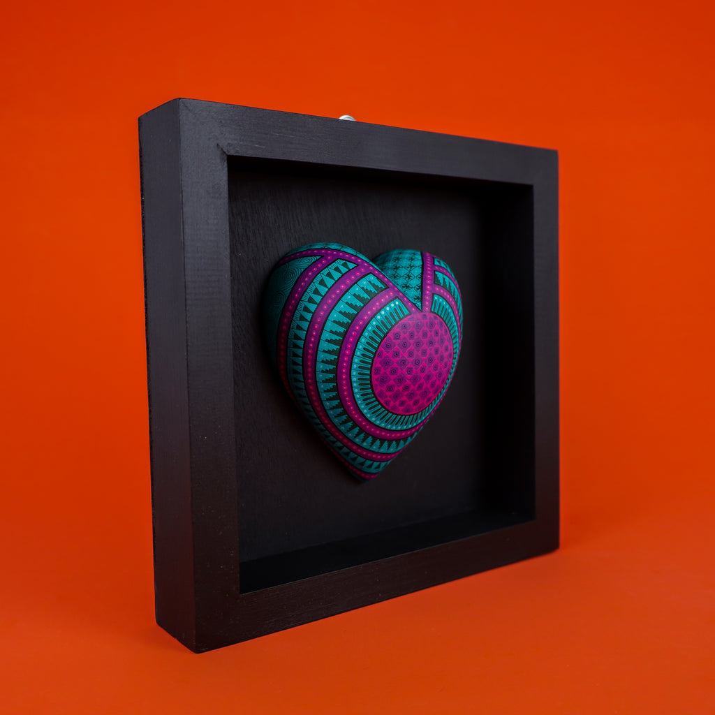 Alebrije Heart | Oaxacan Hand-Painted Copal Wood Carving | Magia Mexica