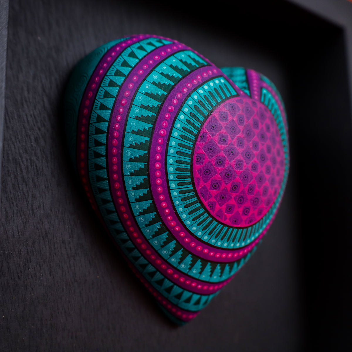 Alebrije Heart | Oaxacan Hand-Painted Copal Wood Carving | Magia Mexica