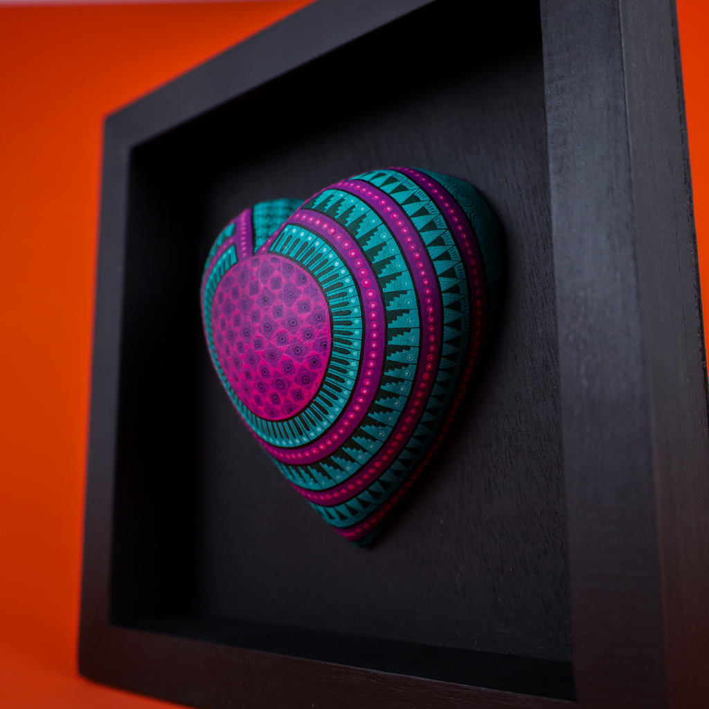 Alebrije Heart | Oaxacan Hand-Painted Copal Wood Carving | Magia Mexica