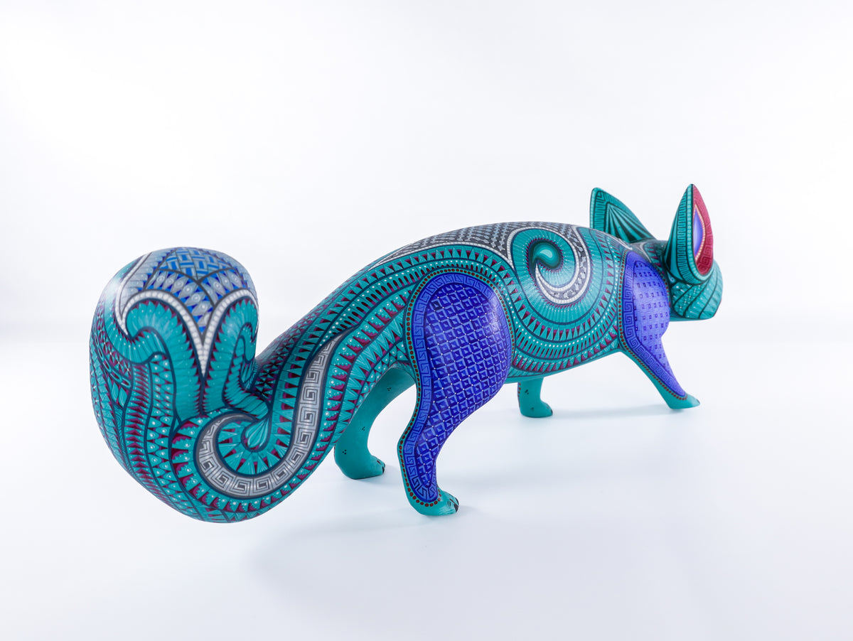 Fox Alebrije | Oaxacan Hand-Painted Copal Wood Carving | Magia Mexica