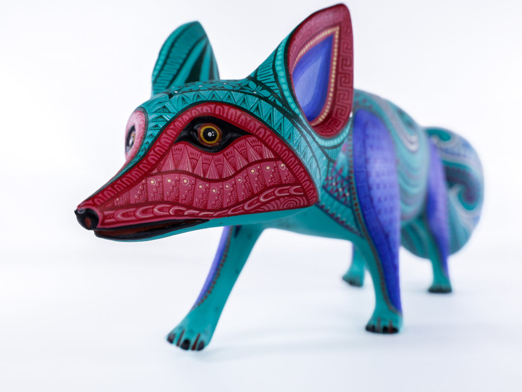 Fox Alebrije | Oaxacan Hand-Painted Copal Wood Carving | Magia Mexica