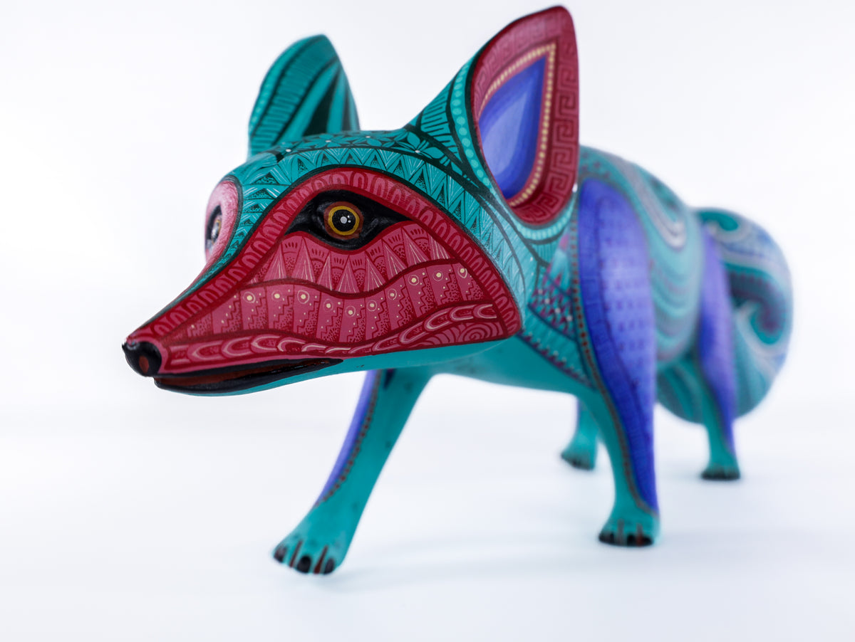 Fox Alebrije | Oaxacan Hand-Painted Copal Wood Carving | Magia Mexica