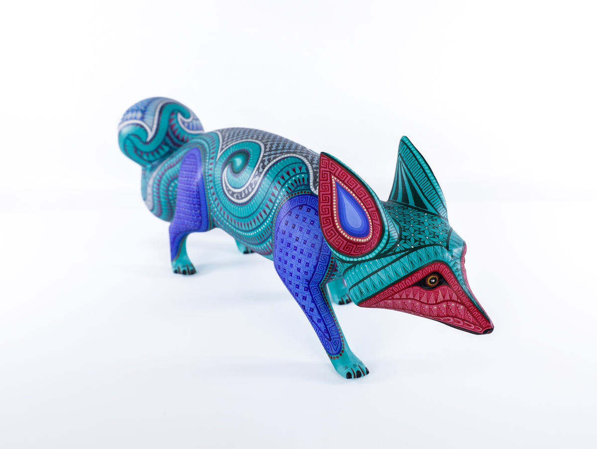 Fox Alebrije | Oaxacan Hand-Painted Copal Wood Carving | Magia Mexica