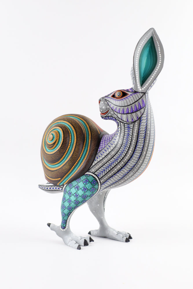 Rabbit Snail Alebrije | Oaxacan Hand-Painted Copal Wood Carving | Magia Mexica