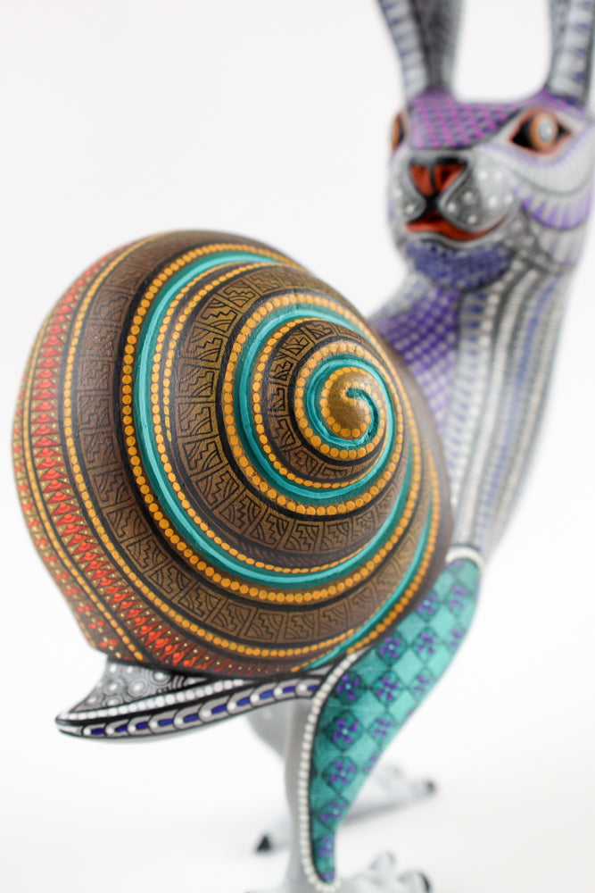 Rabbit Snail Alebrije | Oaxacan Hand-Painted Copal Wood Carving | Magia Mexica