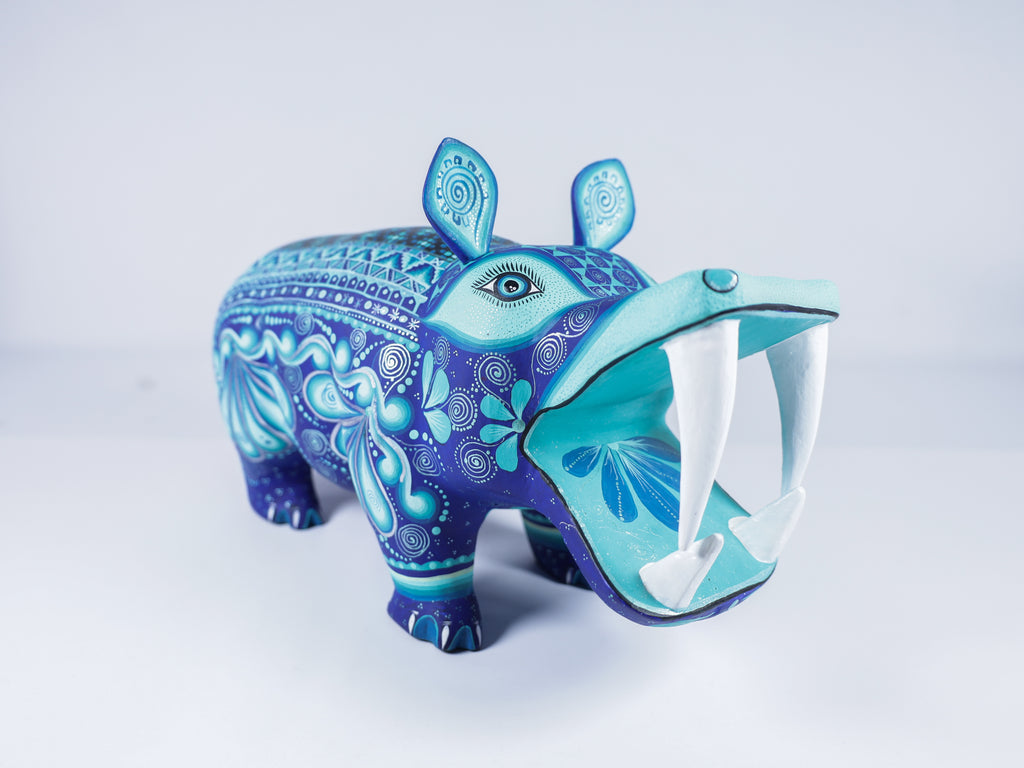 Hippopotamus Alebrije Oaxacan Wood Carving