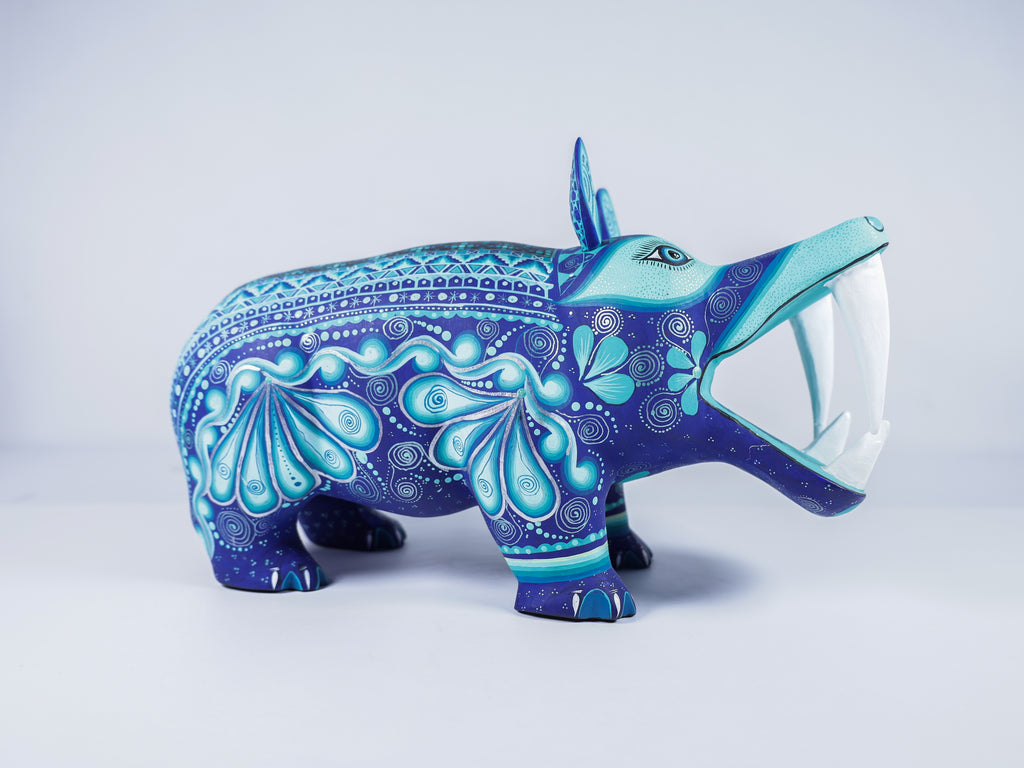 Hippopotamus Alebrije Oaxacan Wood Carving