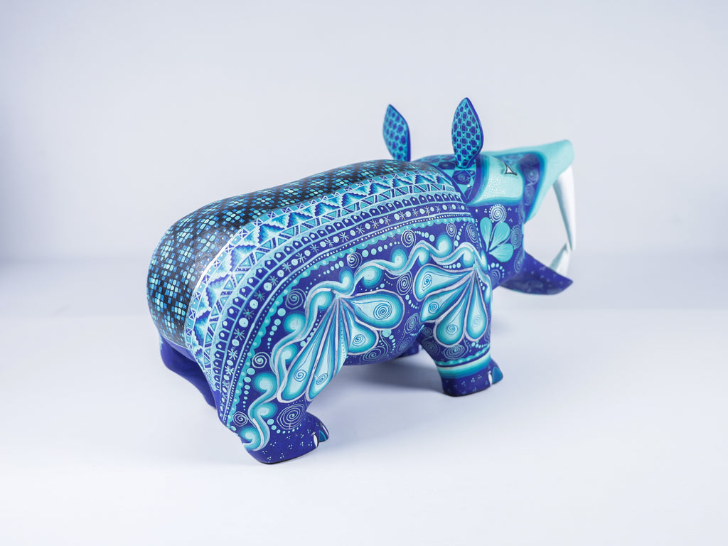 Hippopotamus Alebrije Oaxacan Wood Carving
