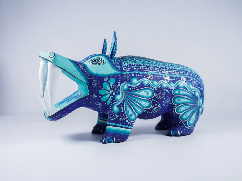 Hippopotamus Alebrije Oaxacan Wood Carving