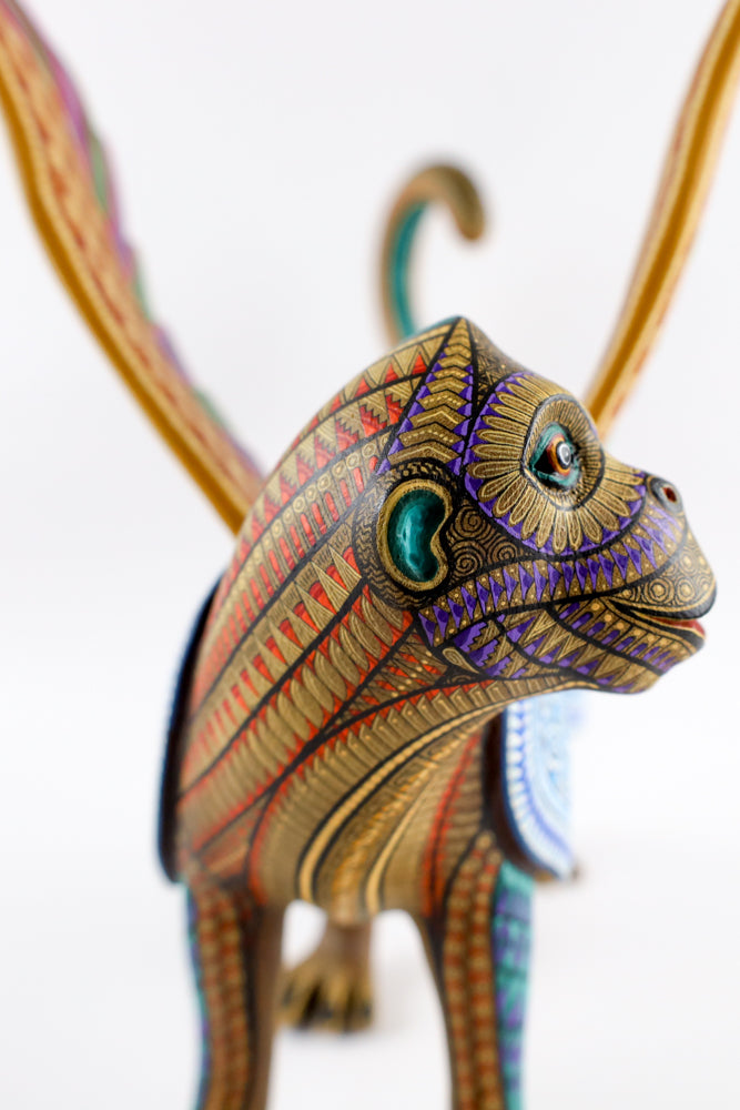 Oaxacan Monkey Alebrije | Hand-Painted Wood Carving | Magia Mexica