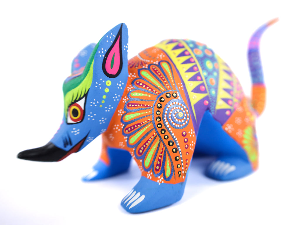 Armadillo Alebrije | Oaxacan Hand-Painted Copal Wood Carving | Magia Mexica