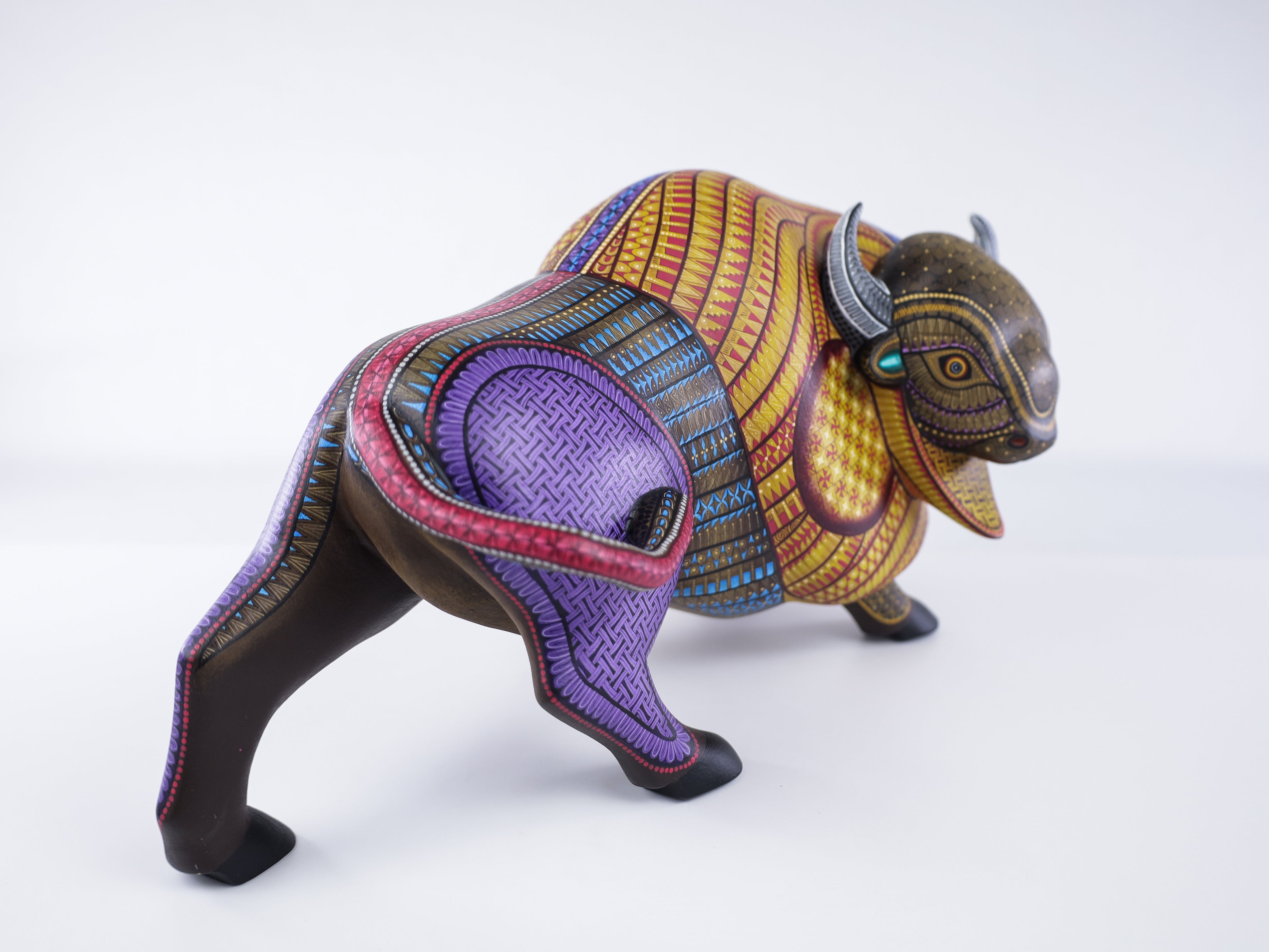 Bison Alebrije | Oaxacan Hand-Painted Copal Wood Carving | Magia Mexica