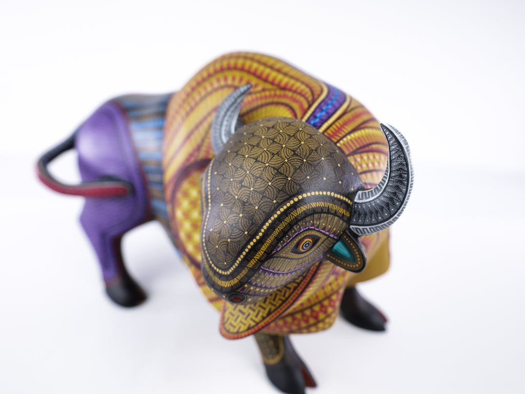 Bison Alebrije | Oaxacan Hand-Painted Copal Wood Carving | Magia Mexica