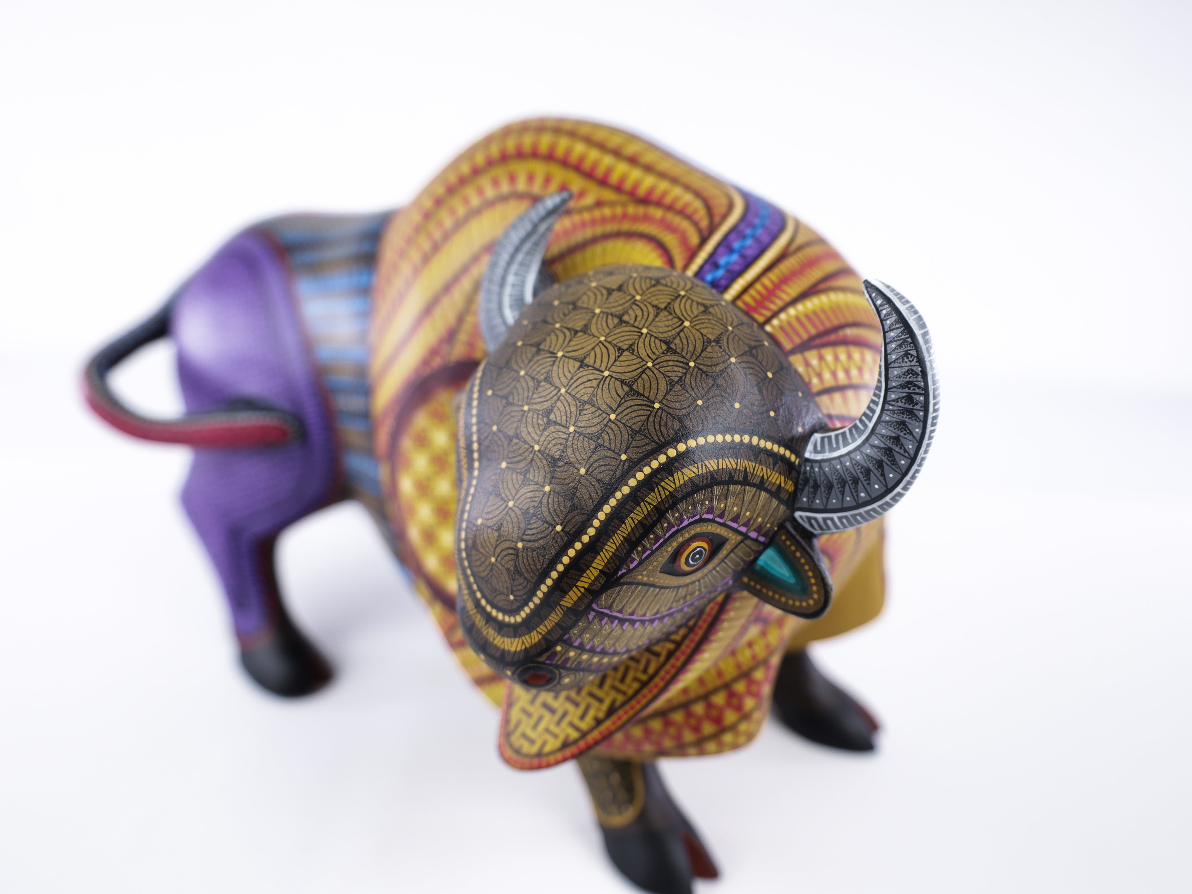 Bison Alebrije | Oaxacan Hand-Painted Copal Wood Carving | Magia Mexica