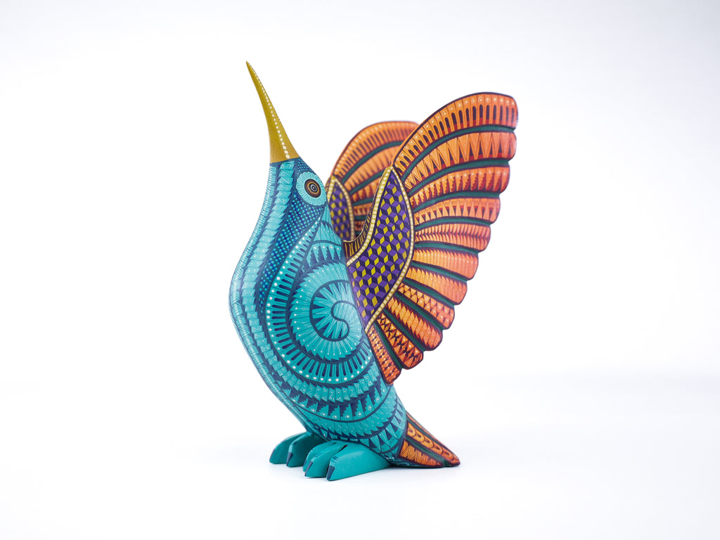 Hummingbird Alebrije | Oaxacan Hand-Painted Copal Wood Carving | Magia Mexica