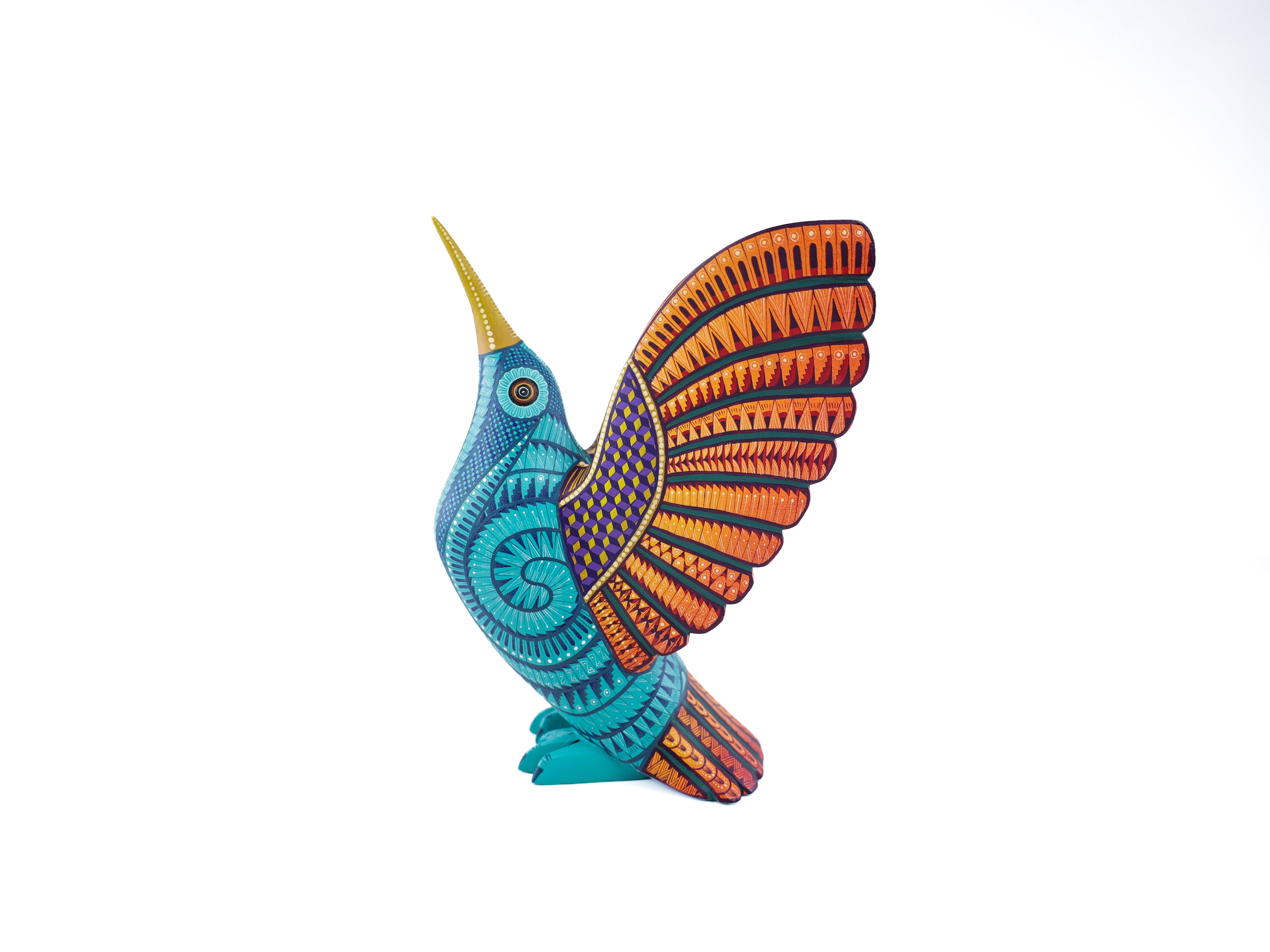 Hummingbird Alebrije | Oaxacan Hand-Painted Copal Wood Carving | Magia Mexica