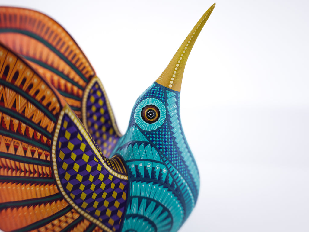Hummingbird Alebrije | Oaxacan Hand-Painted Copal Wood Carving | Magia Mexica