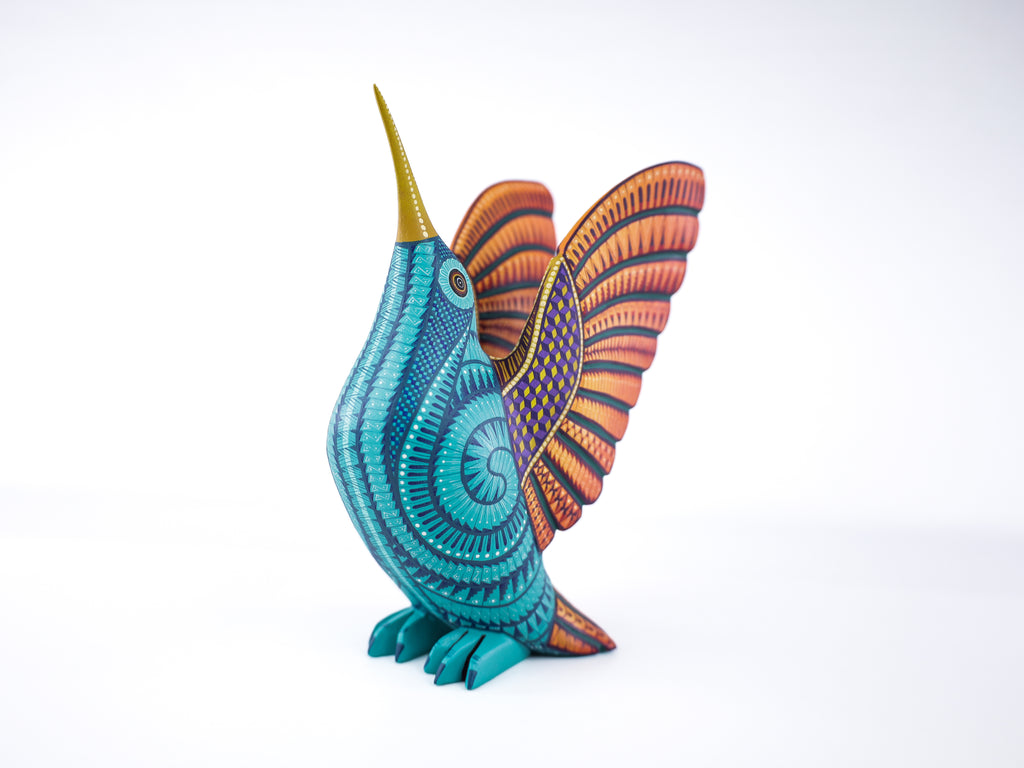 Hummingbird Alebrije | Oaxacan Hand-Painted Copal Wood Carving | Magia Mexica