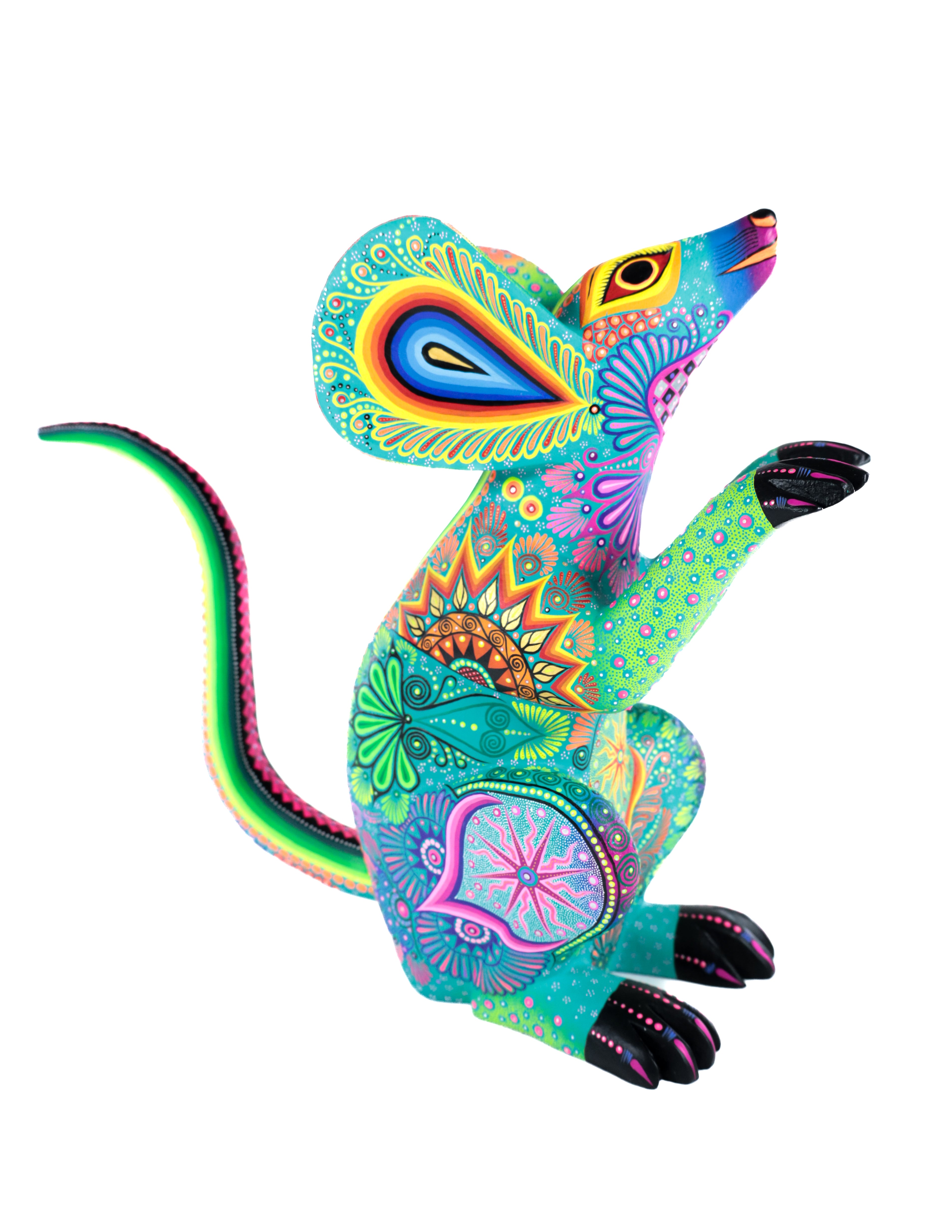 Ratón Alebrije | Oaxacan Hand-Painted Copal Wood Carving | Magia Mexica
