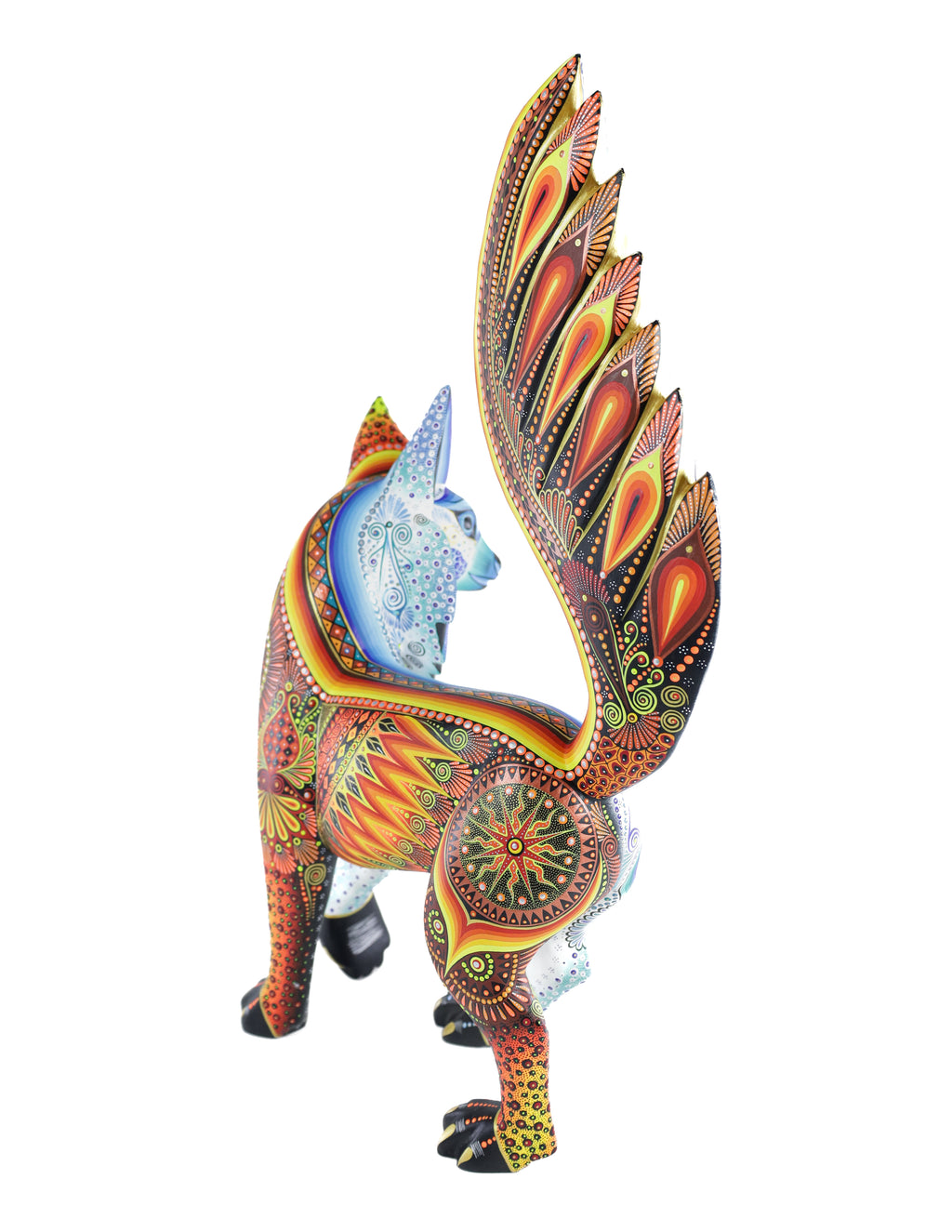 Gato Alebrije | Oaxacan Hand-Painted Copal Wood Carving | Magia Mexica