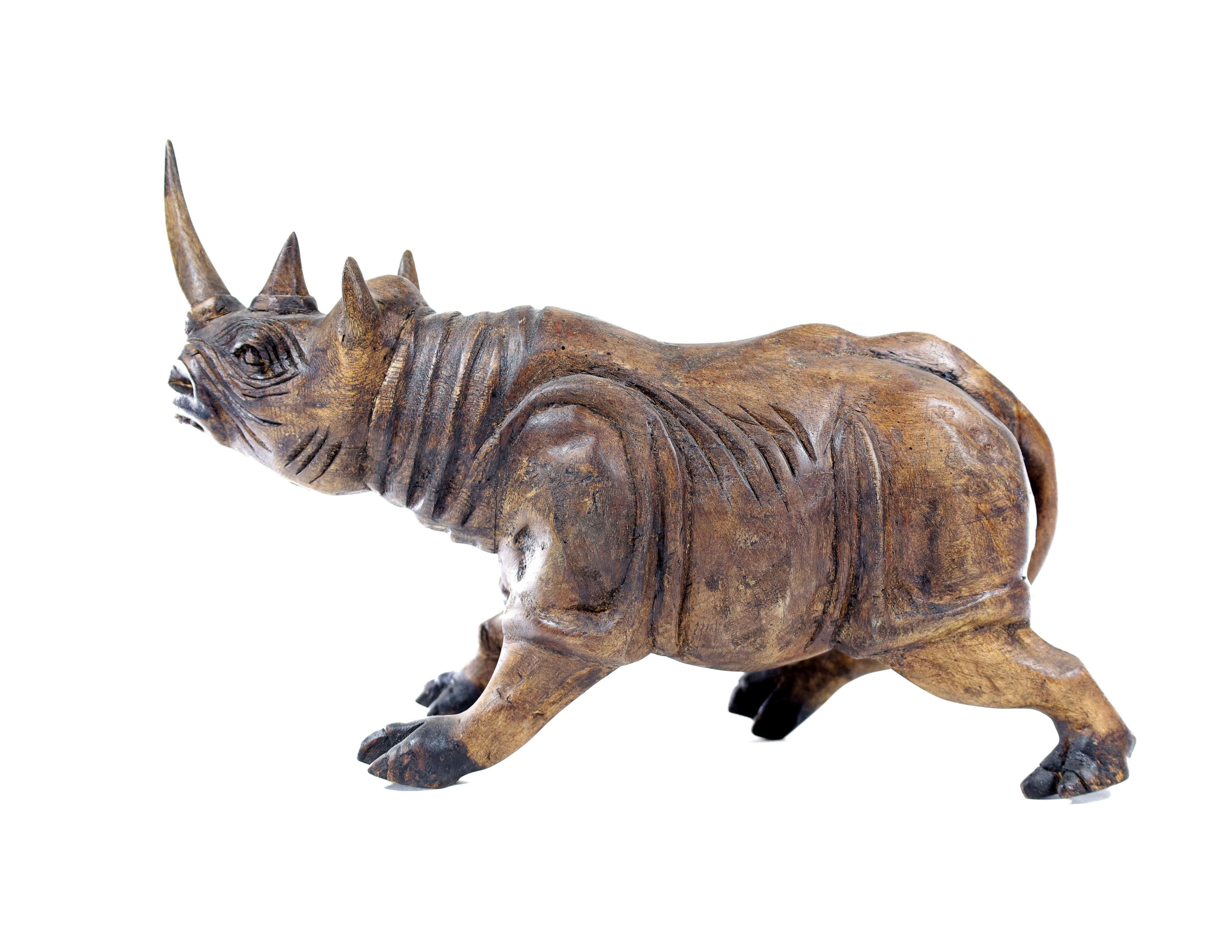 Rhino Wood Carving Sculpture