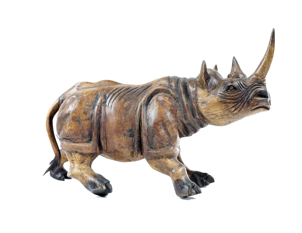 Rhino Wood Carving Sculpture