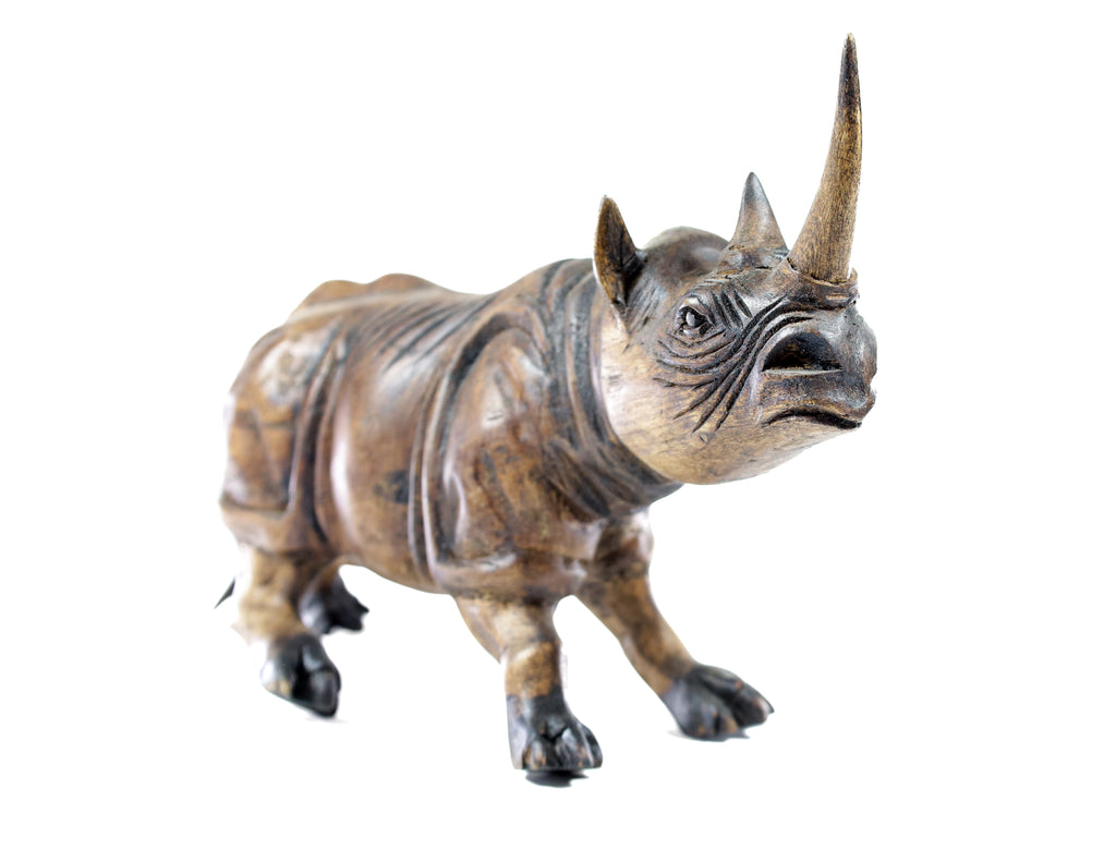 Rhino Wood Carving Sculpture