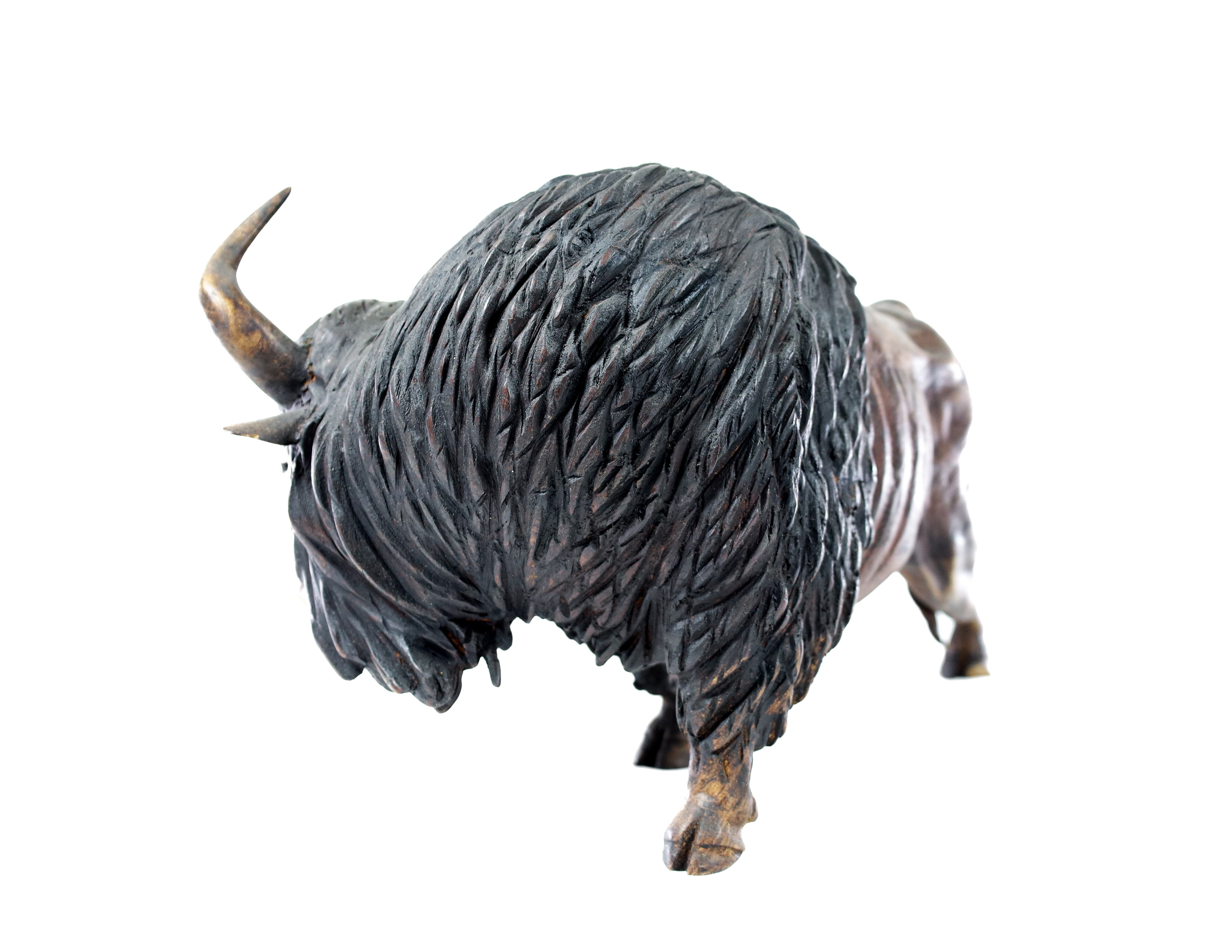 Buffalo Wood Carving Sculpture