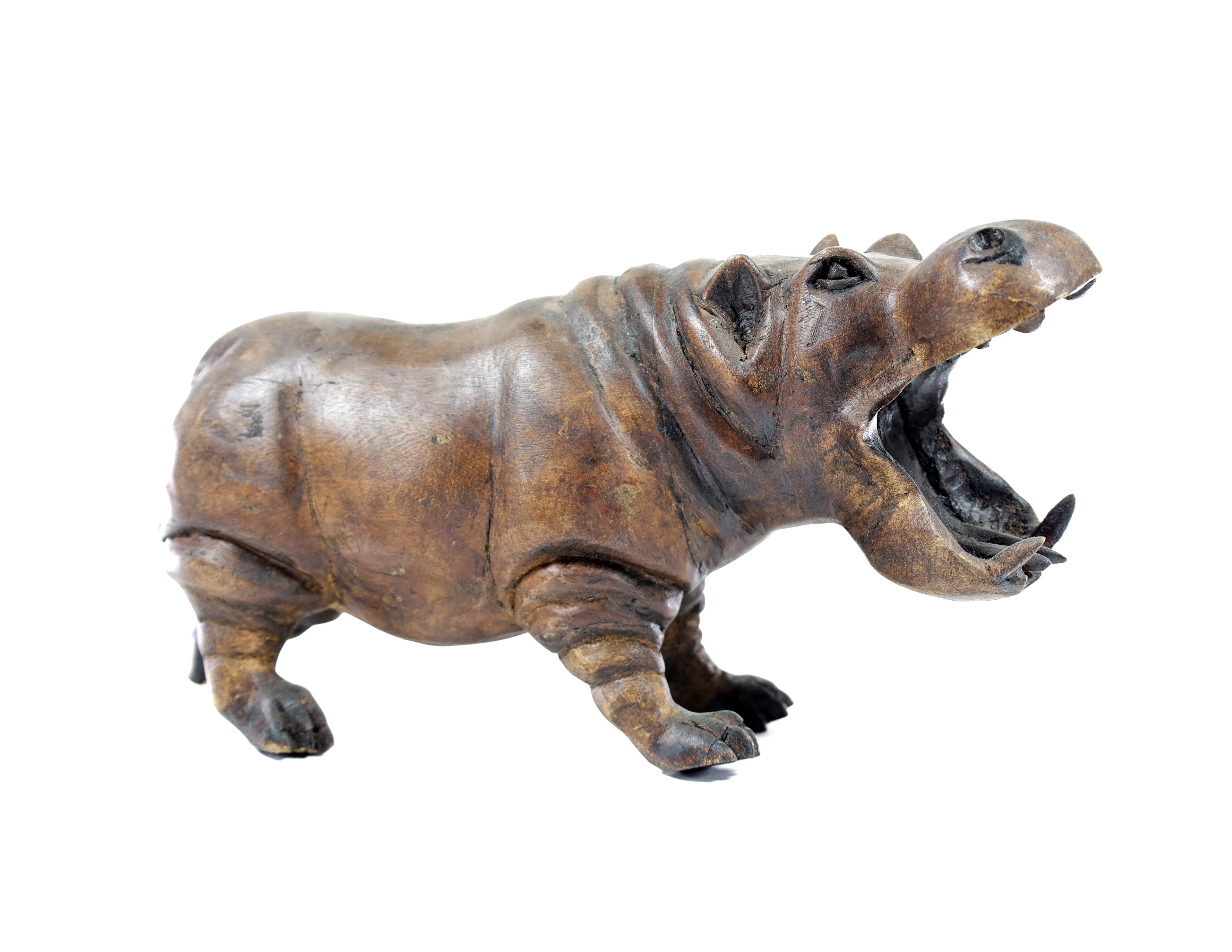 Hippo Wood Carving Sculpture