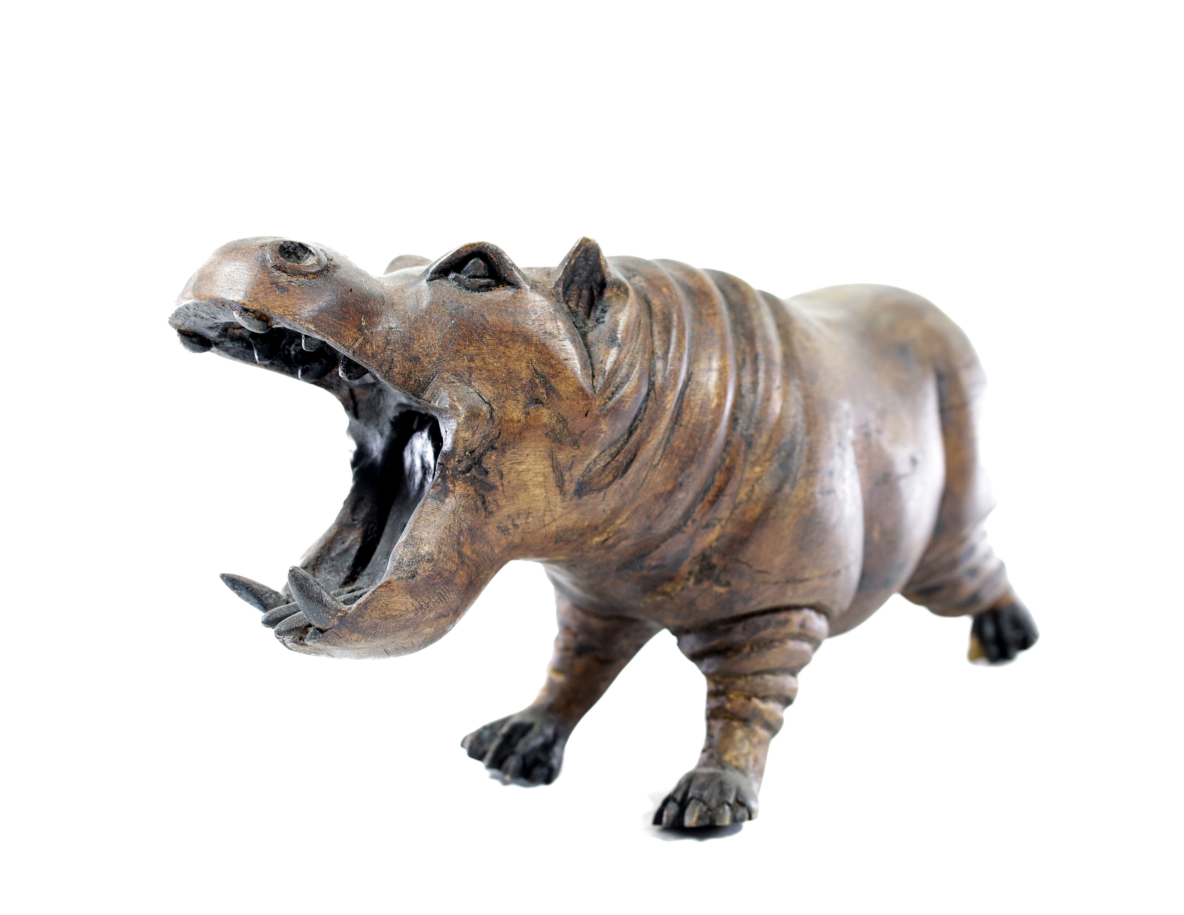 Hippo Wood Carving Sculpture