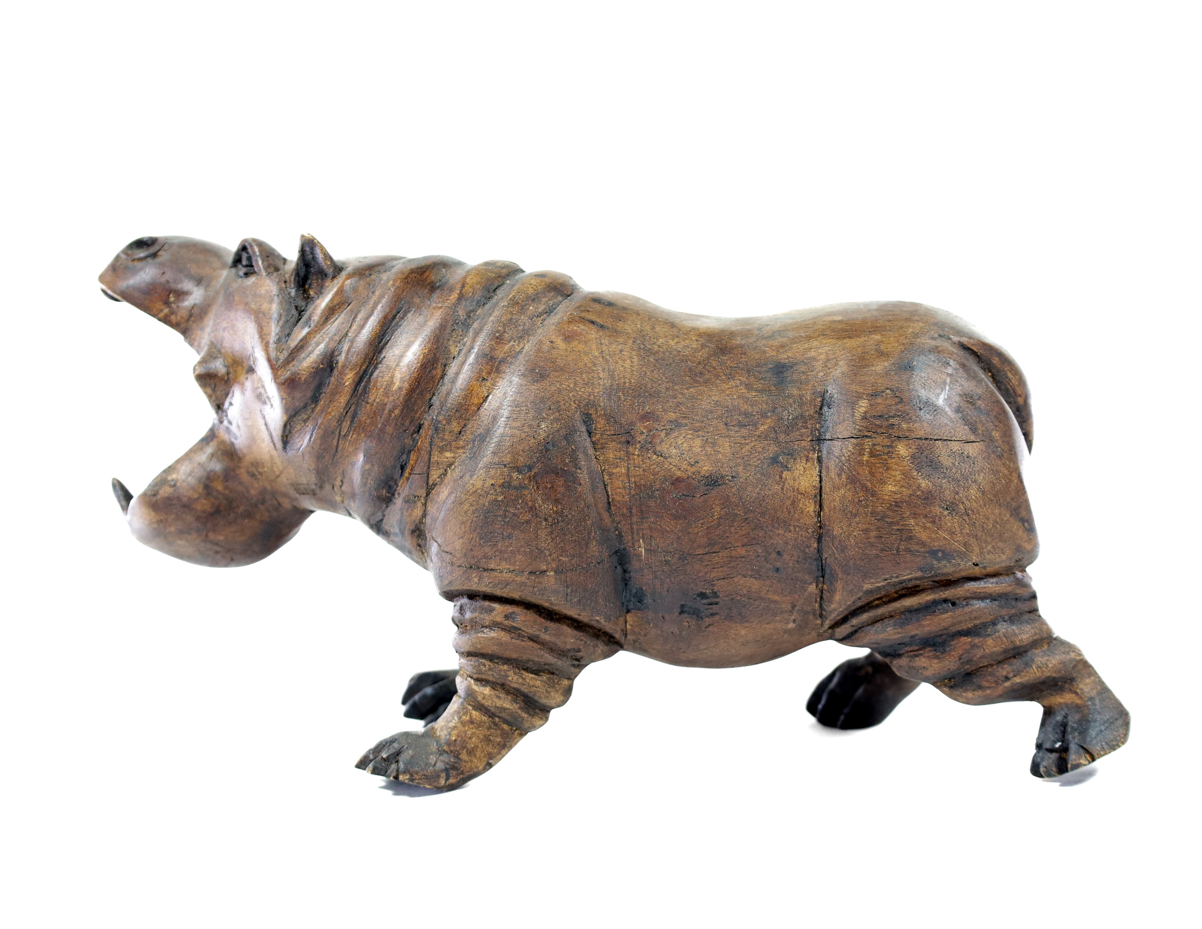 Hippo Wood Carving Sculpture