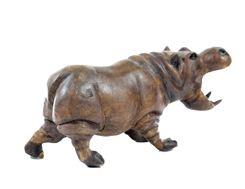 Hippo Wood Carving Sculpture