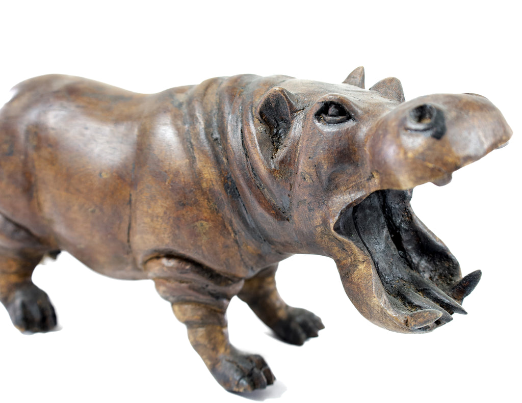Hippo Wood Carving Sculpture