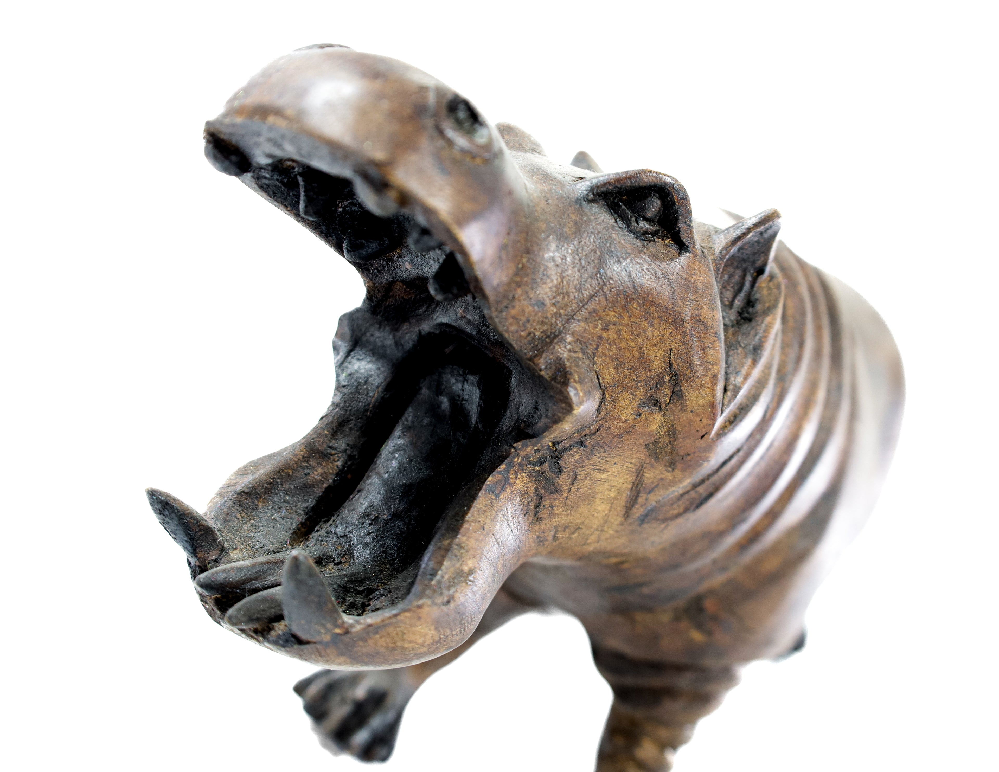 Hippo Wood Carving Sculpture