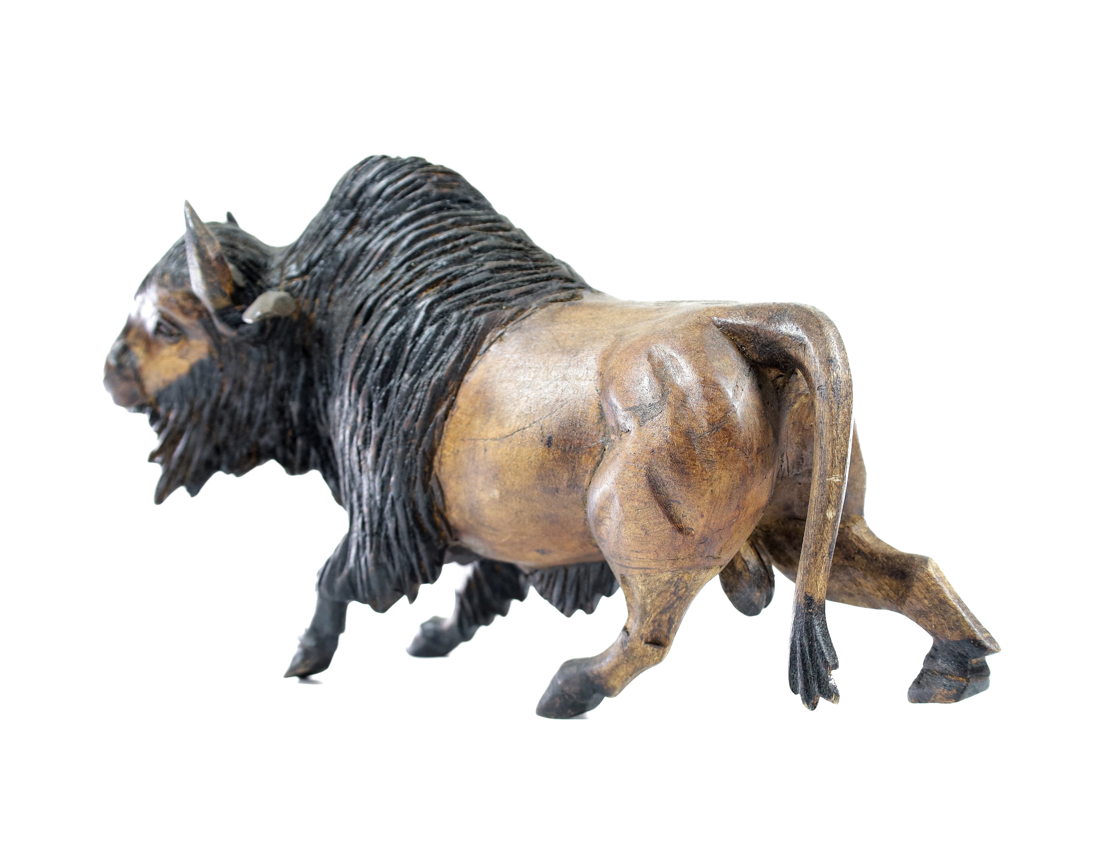 Buffalo Wood Carving Sculpture