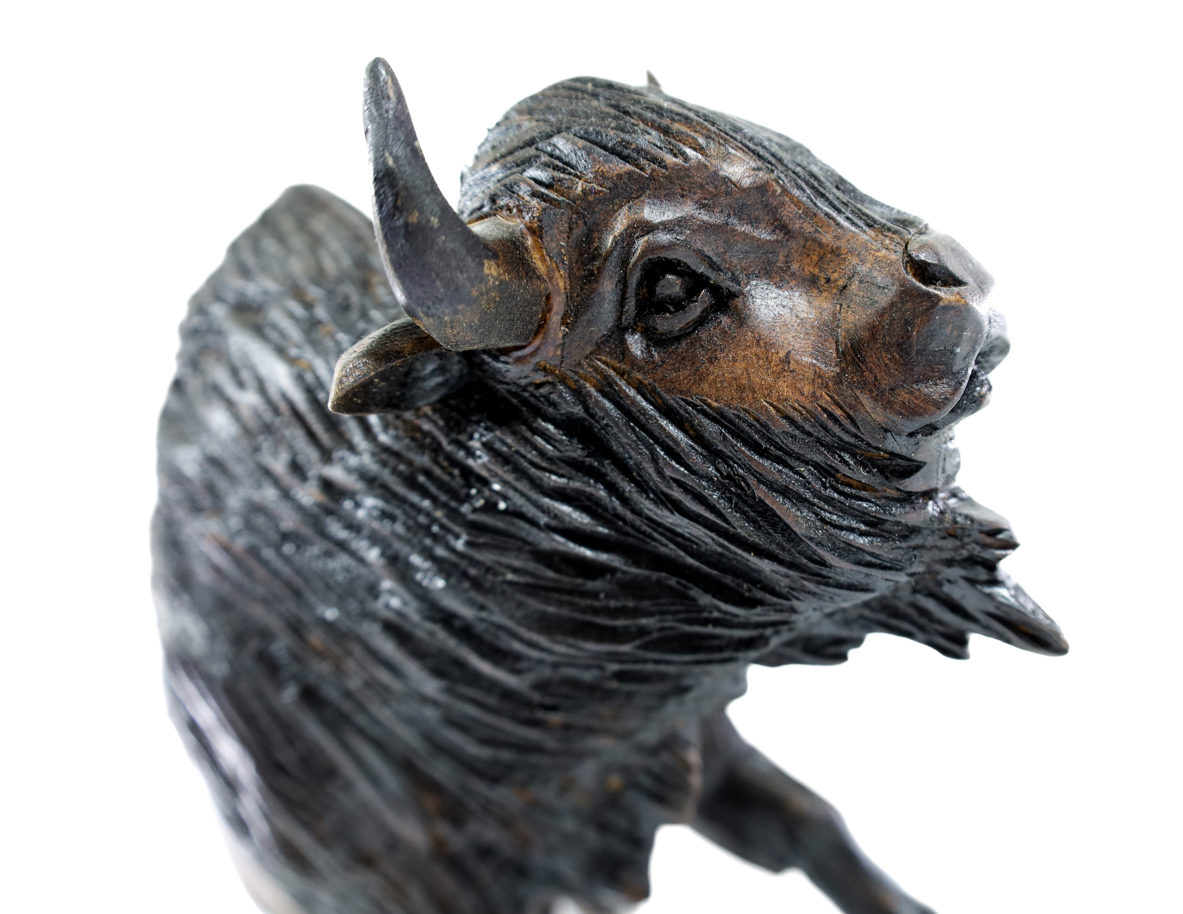 Buffalo Wood Carving Sculpture