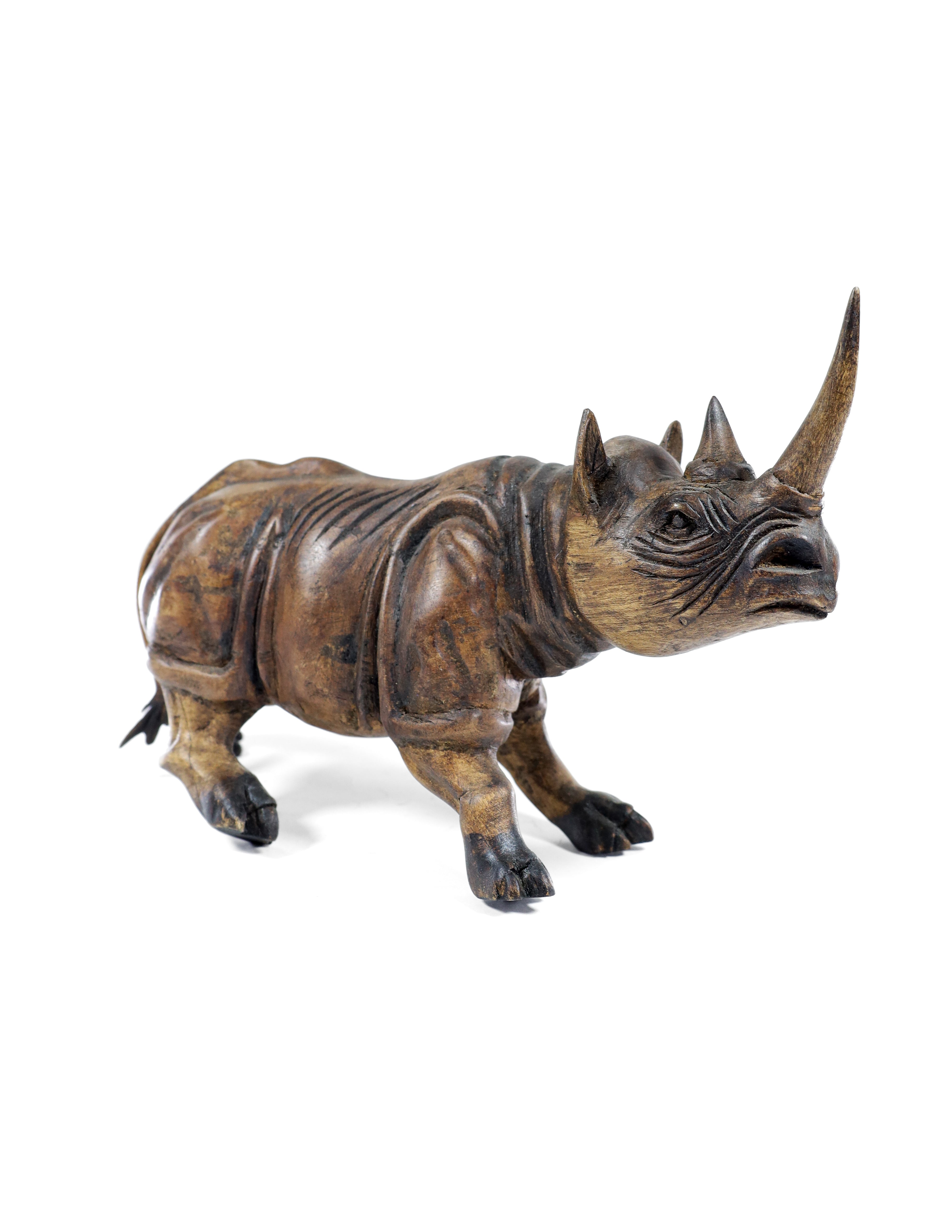 Rhino Wood Carving Sculpture