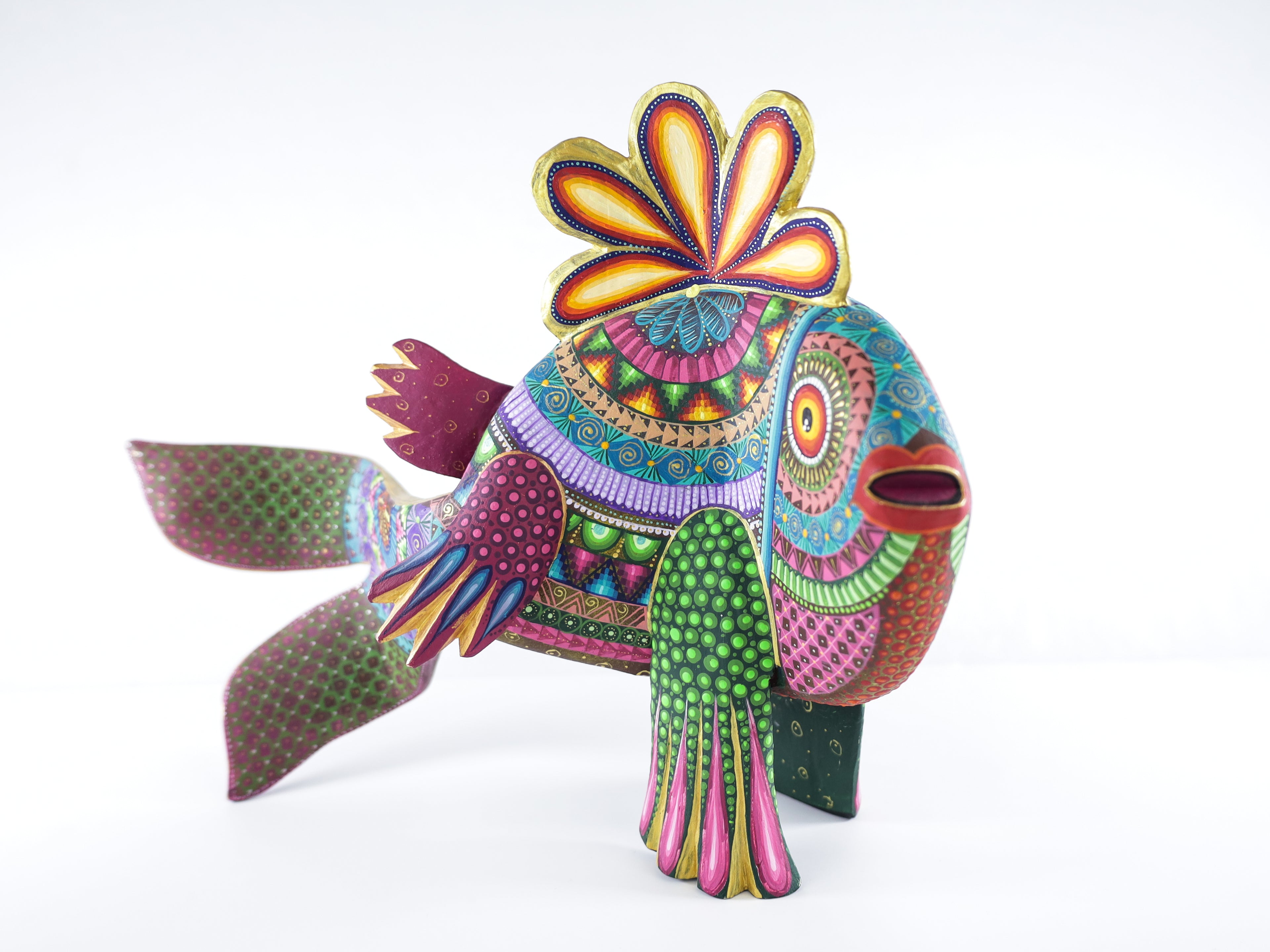 Mandala Fish Alebrije Wood Carving