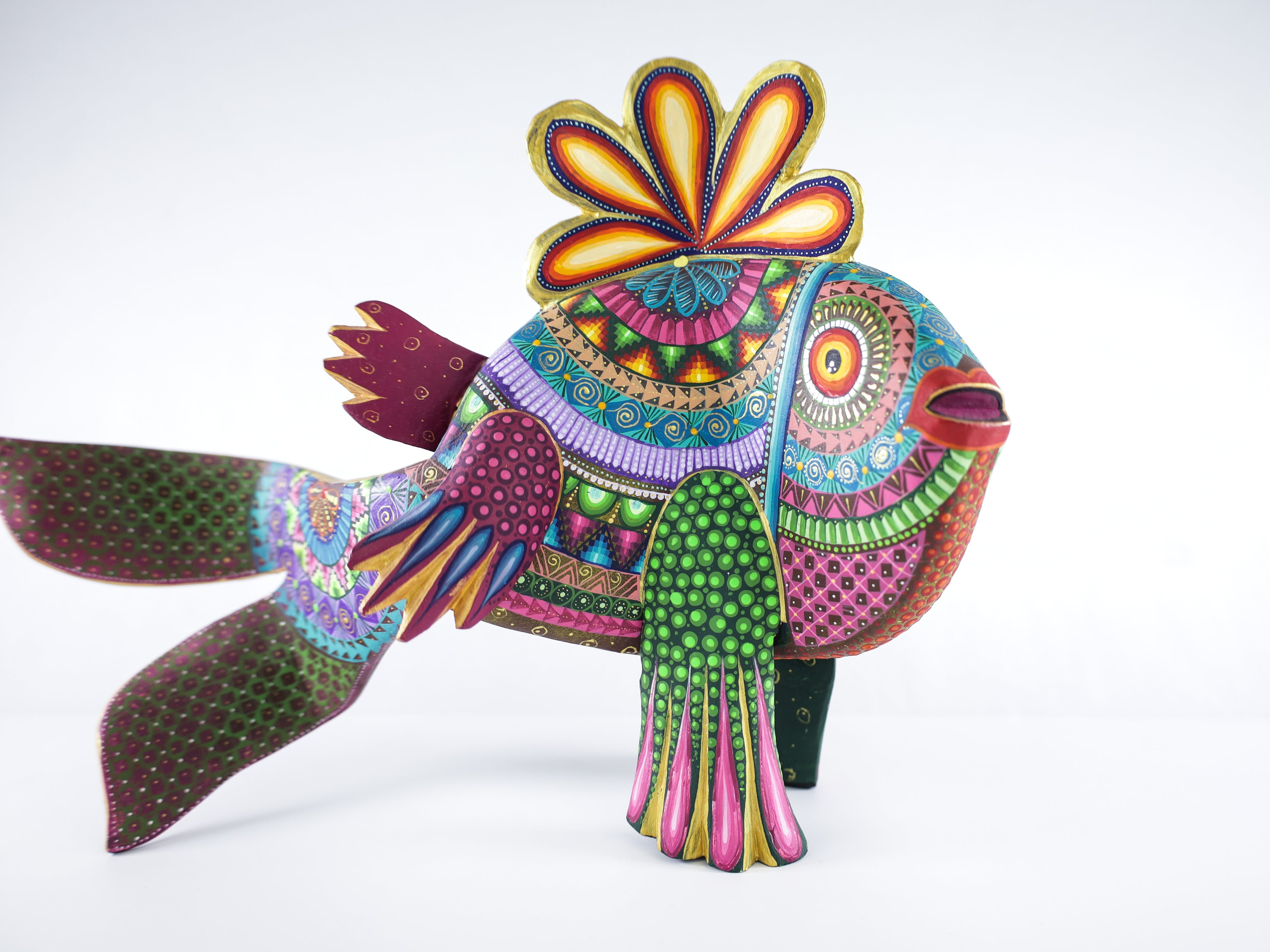 Mandala Fish Alebrije Wood Carving