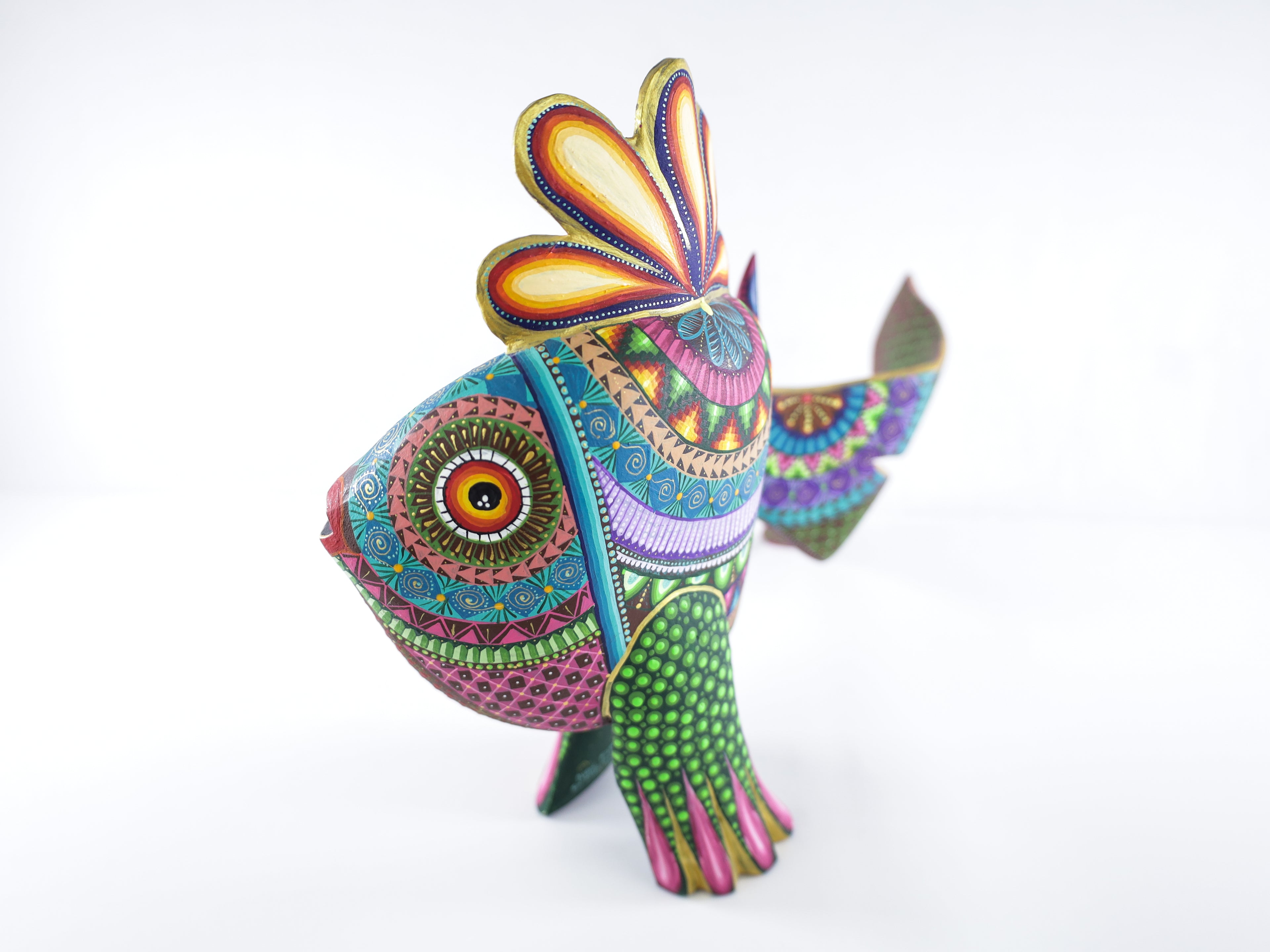 Mandala Fish Alebrije Wood Carving