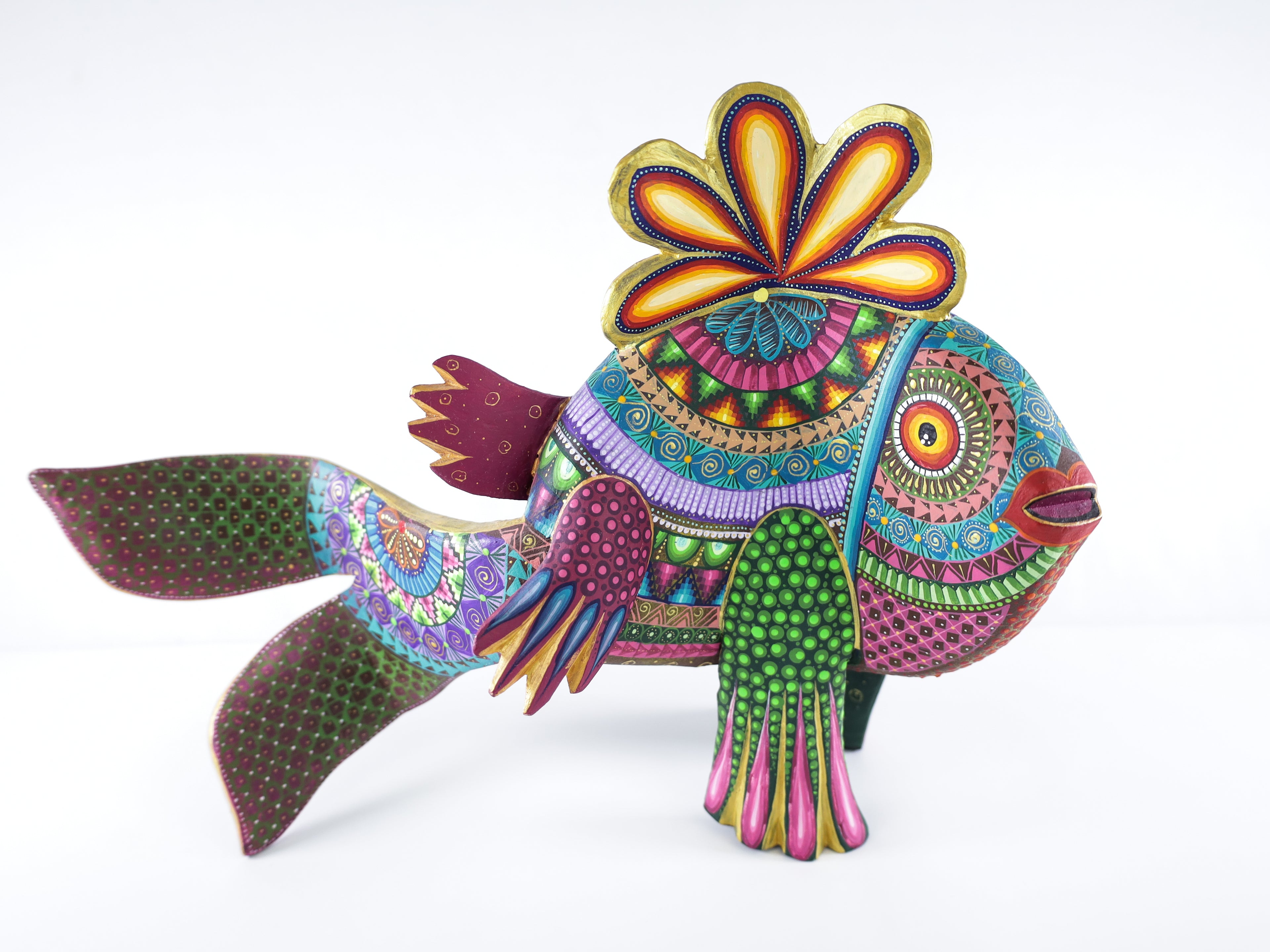 Mandala Fish Alebrije Wood Carving