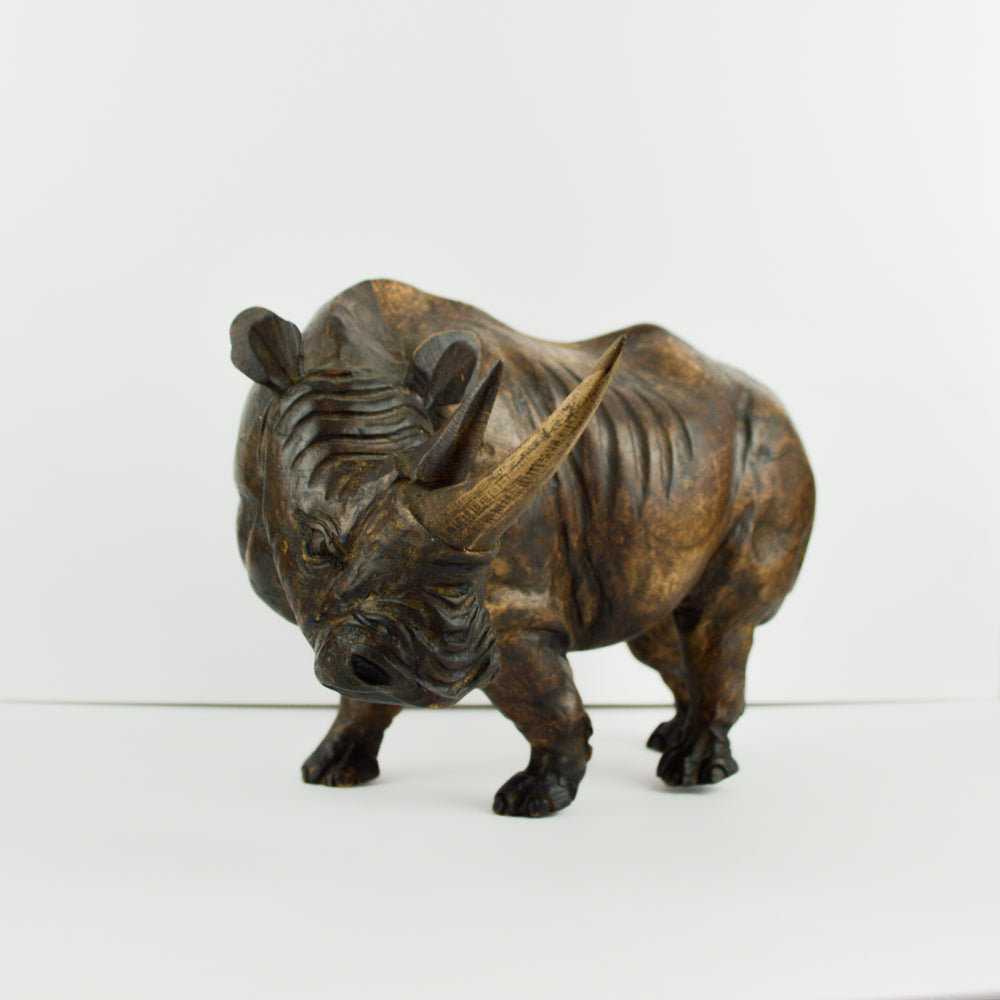 Rhino Wood Carving Sculpture - magiamexica.com