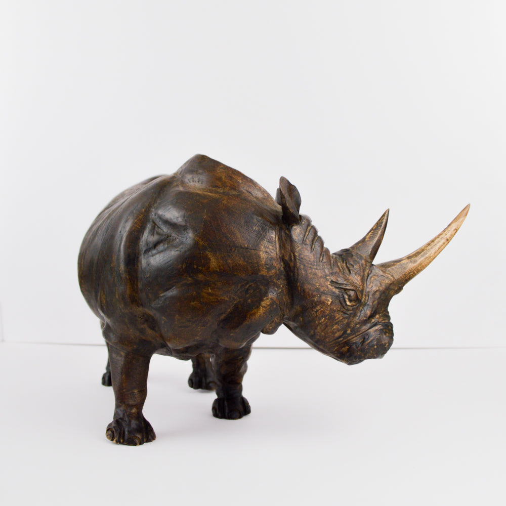 Rhino Wood Carving Sculpture - magiamexica.com