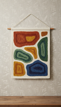 Embroidered Textile Wall Hanging with Vibrant Threads