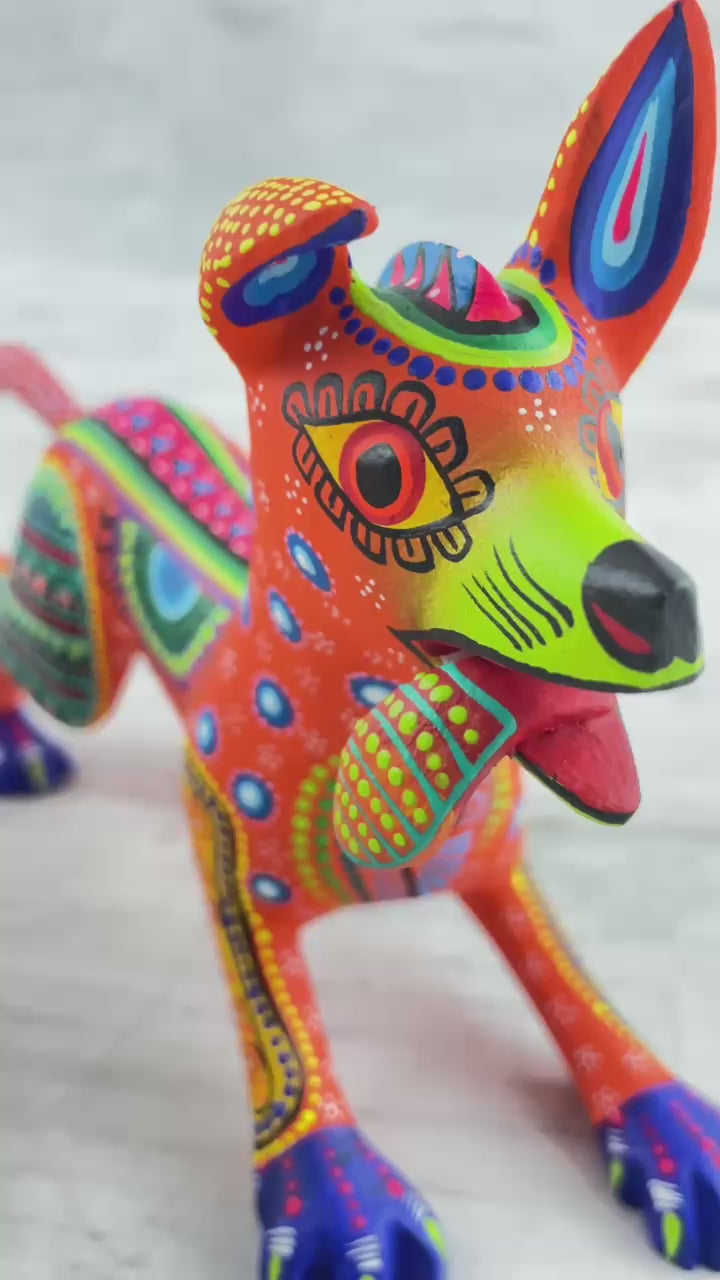 Dante Día de Muertos Alebrije - Signed Oaxacan Wood Carving Figurine | Magia Mexica.