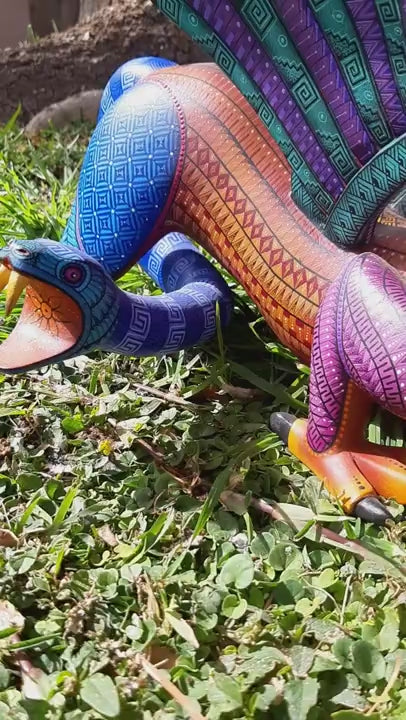 Eagle Jaguar Snake Fusion Alebrije Oaxacan Wood Carving
