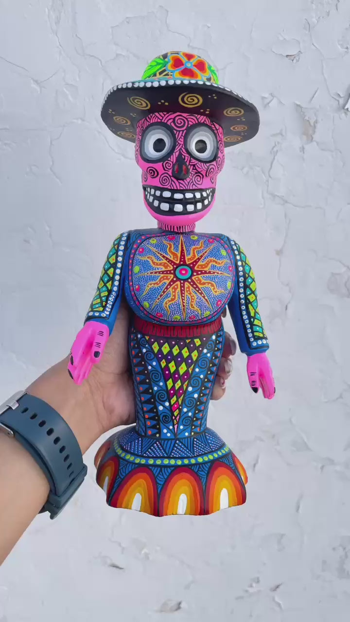 Catrina Alebrije Oaxacan Wood Carving