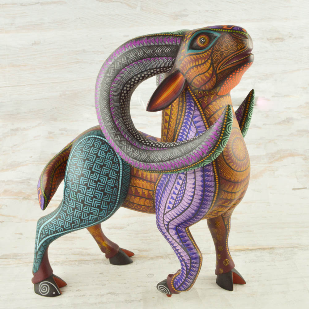 Ram Alebrije Oaxacan Wood Carving - Alebrije Huichol Mexican Folk art magiamexica.com