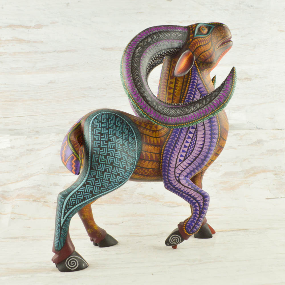 Ram Alebrije Oaxacan Wood Carving - Alebrije Huichol Mexican Folk art magiamexica.com
